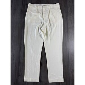 Elwood Mens Pleated Tapered Trousers Cream Off White Size XL E80001